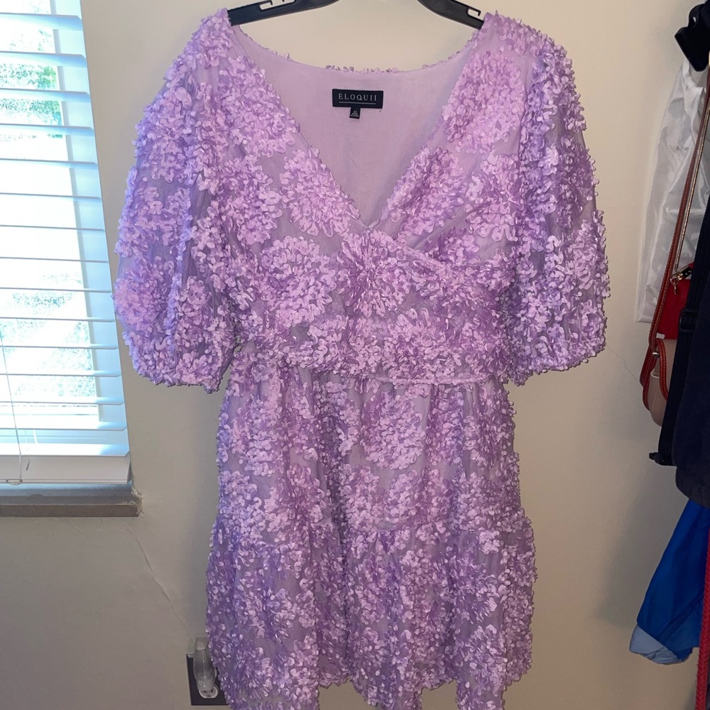 Eloquii purple floral sheer mini dress, size 22